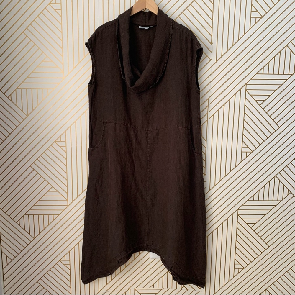 Bryn Walker Atticus Cowl Neck 100% Linen Romper Lagenlook lagen look coastal L